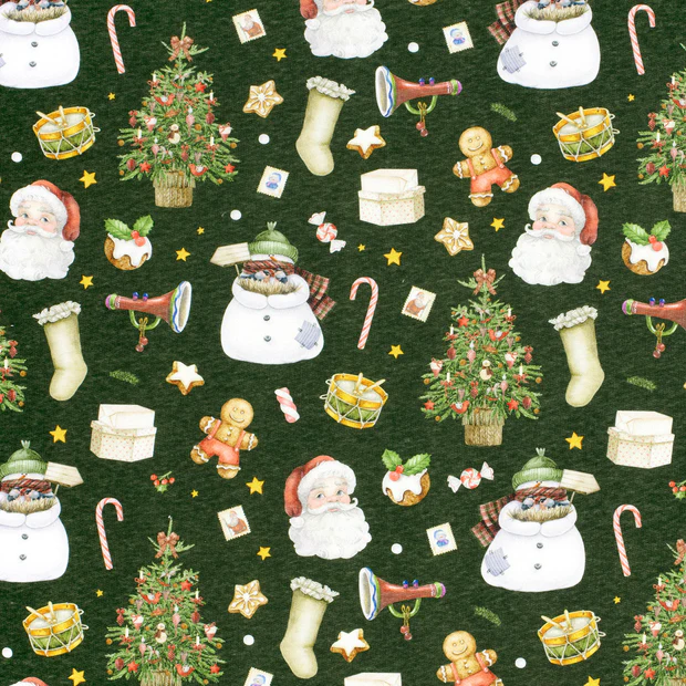 Sweater - Digitale kerstfiguren op groen