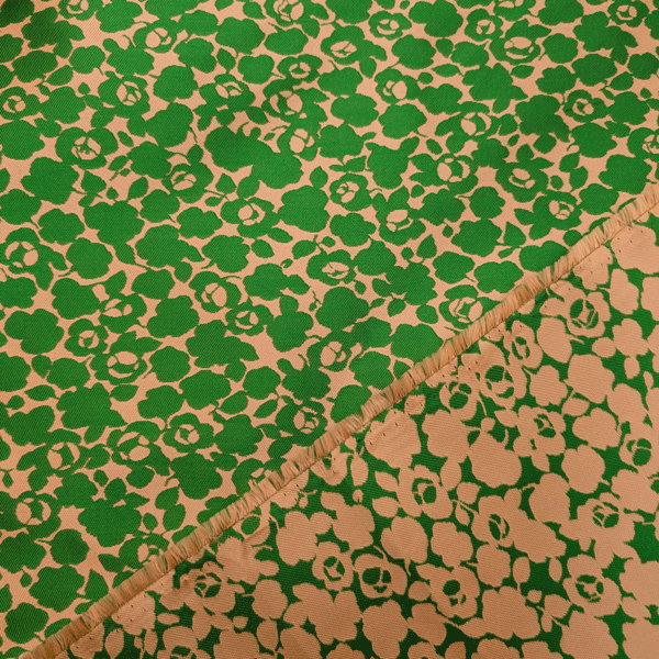 Jacquard - Mikado floral zalm groen