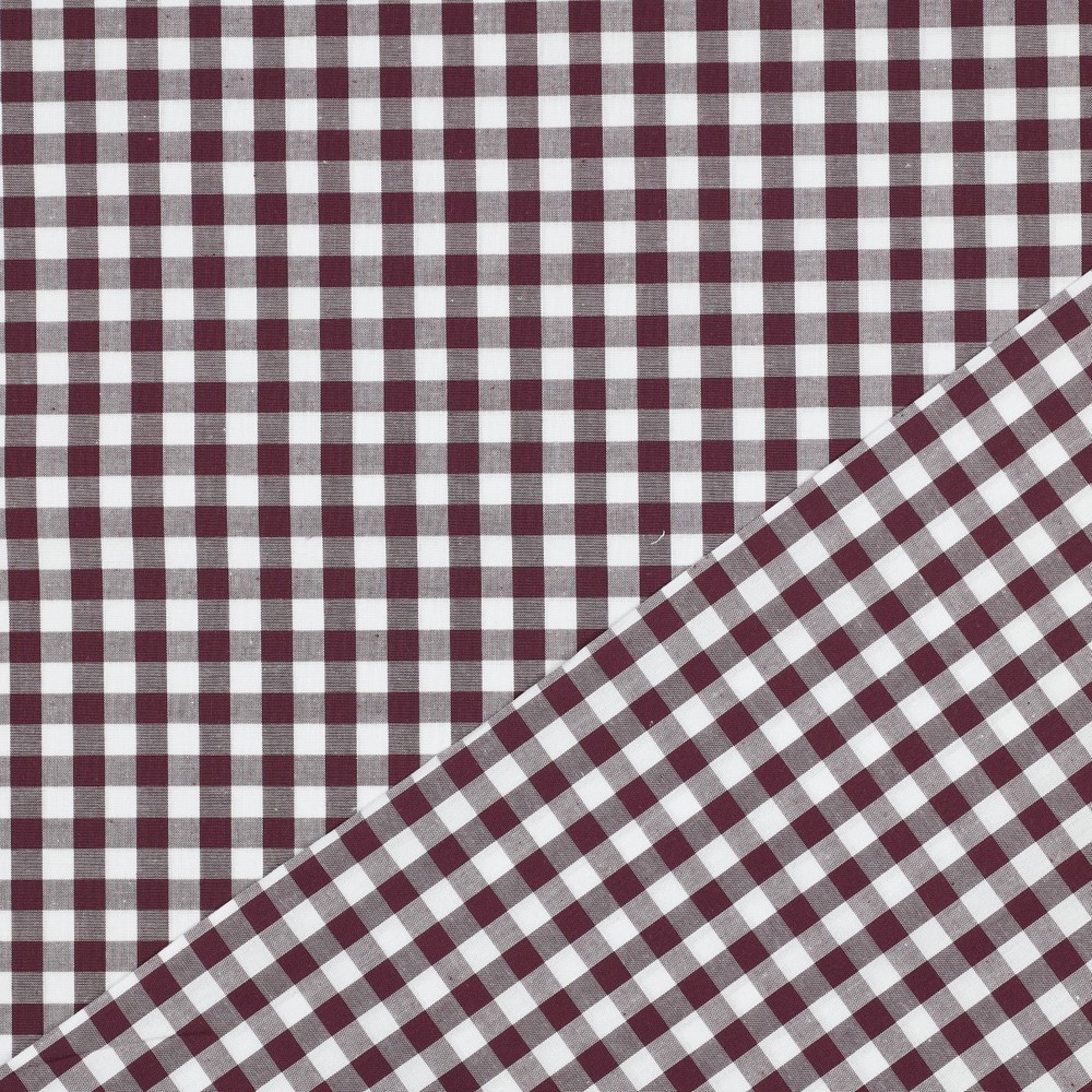 Katoen - vichy ruit aubergine (3mm)