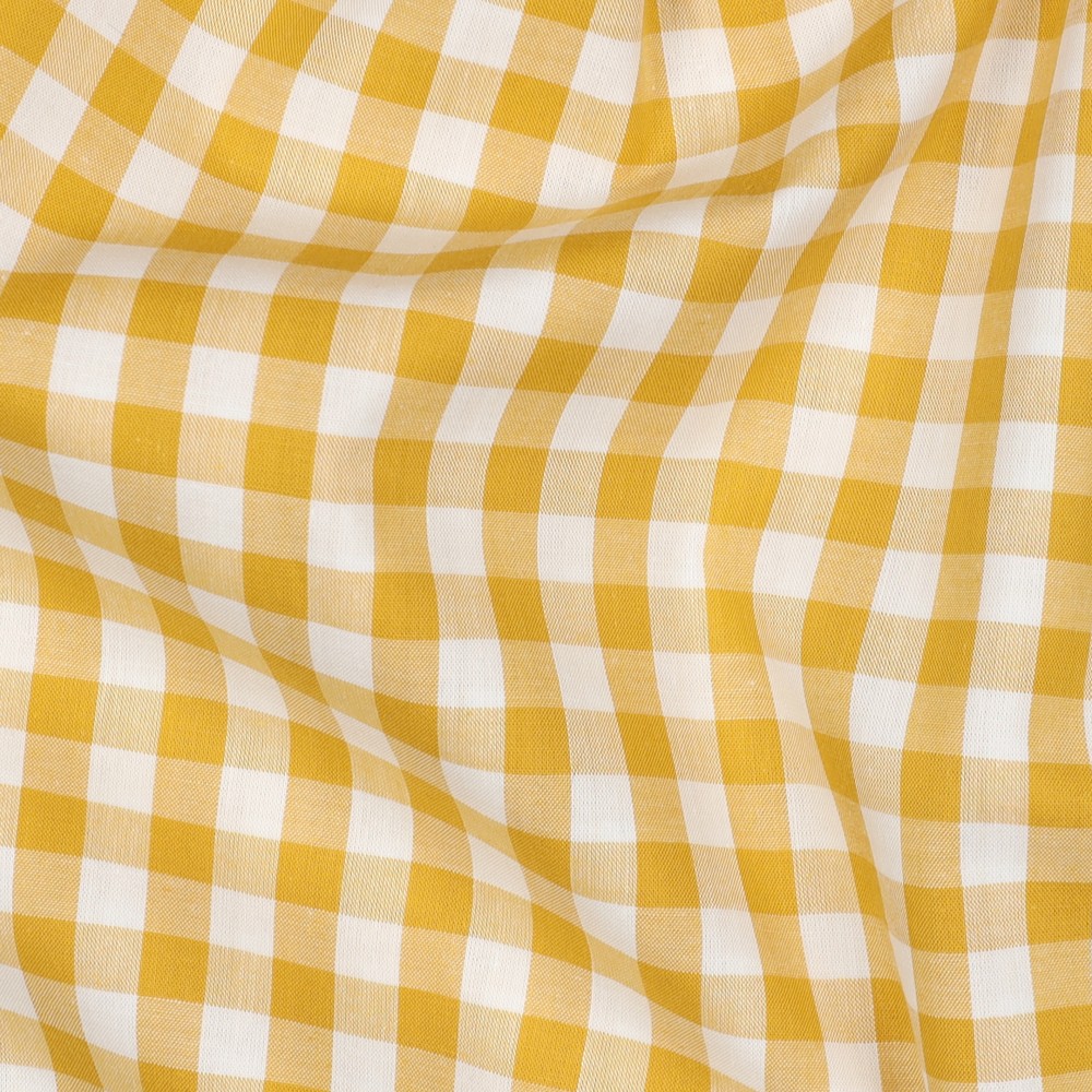 Katoen - vichy ruit oker (10mm)