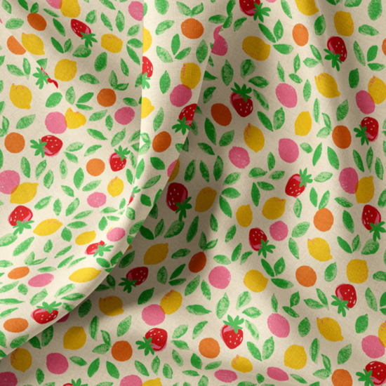 Katoen - Fruity dance ecru