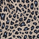 Viscose linnen -  Blauwe leopard op beige
