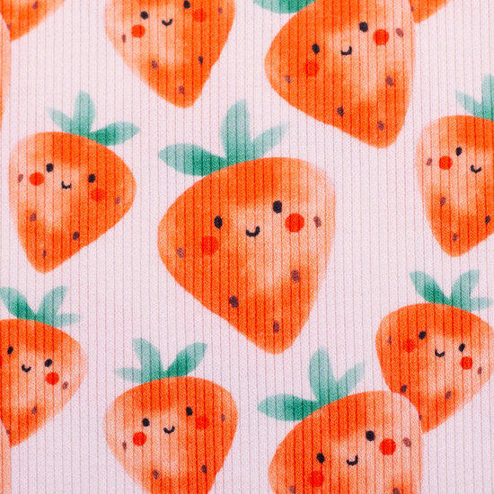 Rib jersey - strawberries faces