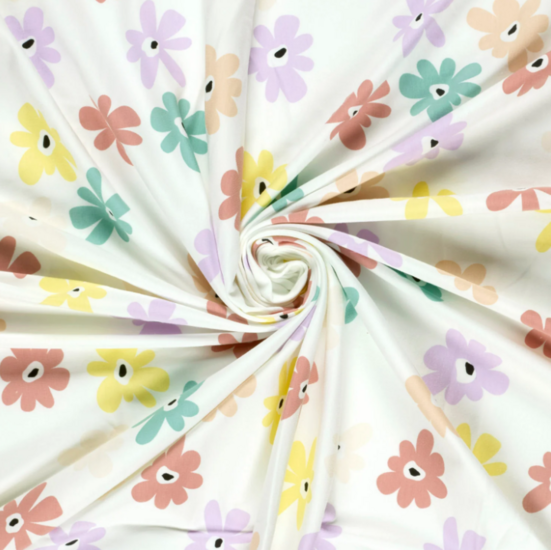 Jersey - Margriet  pastel op wit