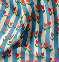 Katoen - Blauw gestreepte tulpen