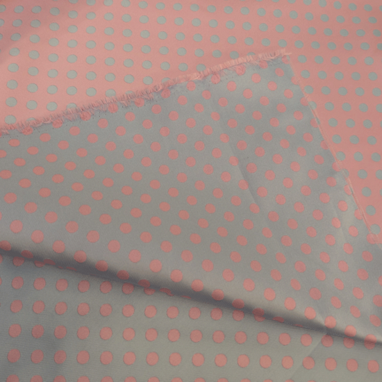 Jacquard - Mikado stippen grijsblauw roze