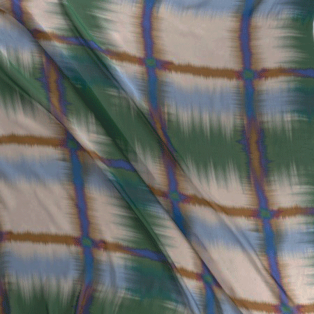 Zijde - Grafisch groen paars bruin