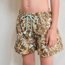 Zwemshort - Palmen bruin lichtblauw