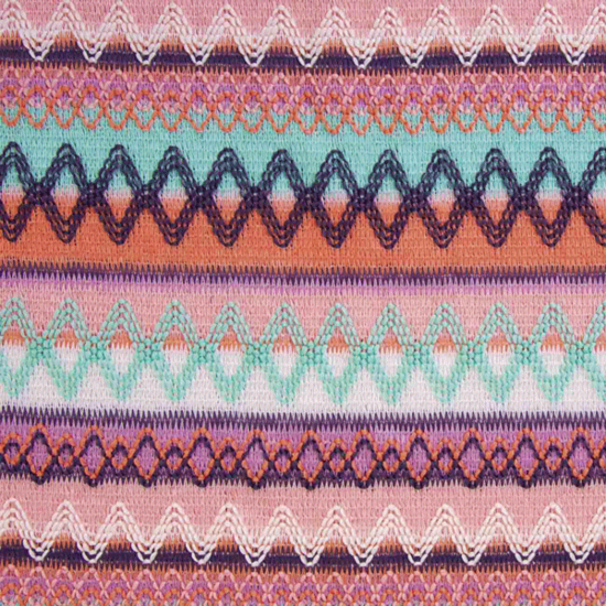 Jersey - Fantasie geborduurde lijn munt zalm