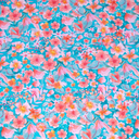 Lycra - Flora roze op turkoois