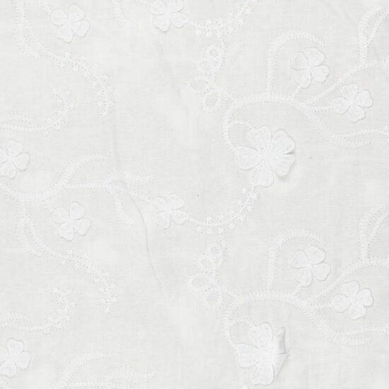 Katoen - Wit borduurbloem met 3d bloemen