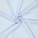 Broderie - Blauw gestreept met grote bloem