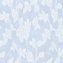 Voile katoen - Bladeren op blauwwitte streep