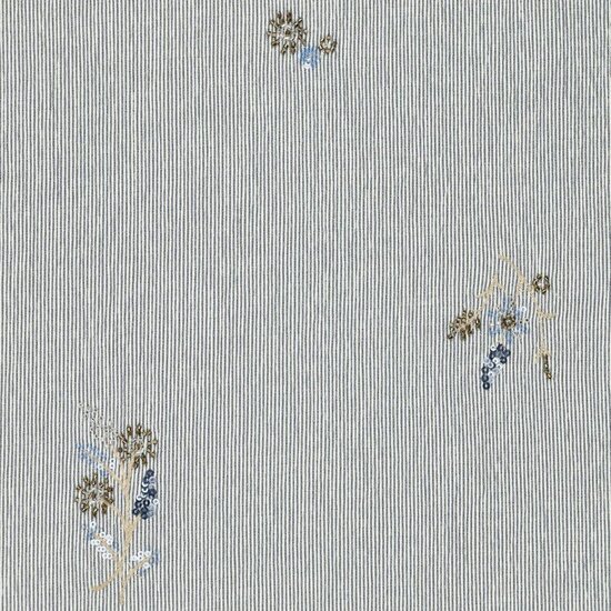 Damesstof - Crinckle streep blauw paillet