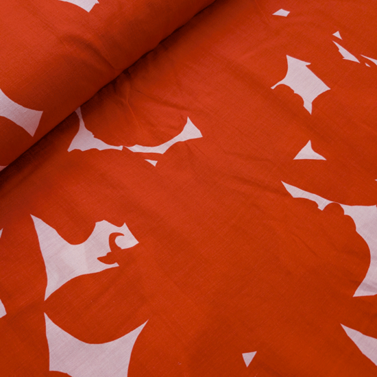 Viscose - Lichtroze met oranje bloemen fi