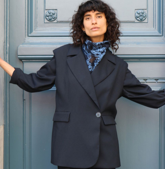 Broekstof - Navy wool 173 fi