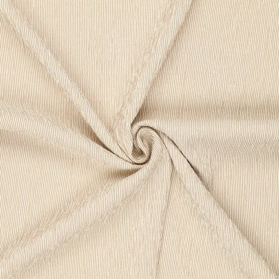 Damesstof - Crinckle beige streep