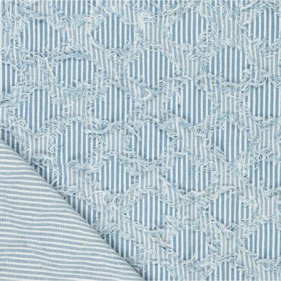 Denim - Strepen,ruffles en ruiten blauw