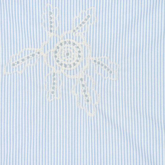 Broderie - Blauw gestreept met grote bloem