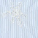 Broderie - Blauw gestreept met grote bloem