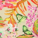 Linnen viscose - Vlinders op bloemen beige