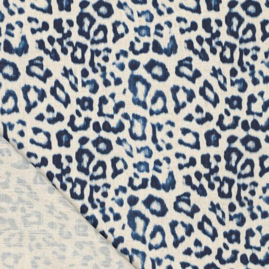 Linnen viscose - Leopard blauwe tint
