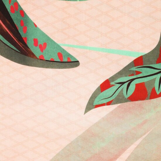 Viscose - Bladeren op roze water 