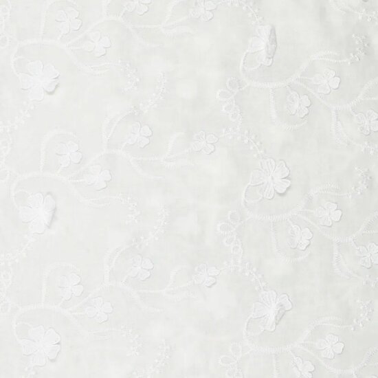 Katoen - Wit borduurbloem met 3d bloemen