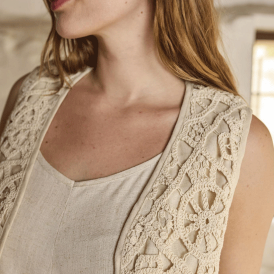 Gehaakt - Kant naturel met cirkelpatroon