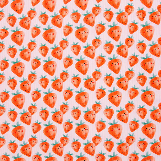 Rib jersey - strawberries faces