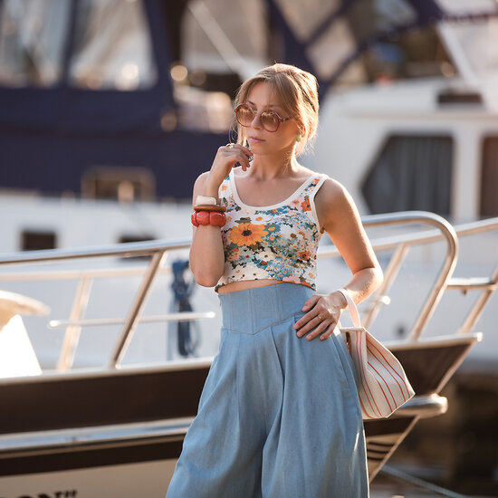 French terry - Playtime flower painting