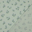 Double gauze - Munt heide met lila bloempjes