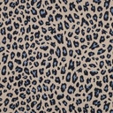 Viscose linnen -  Blauwe leopard op beige
