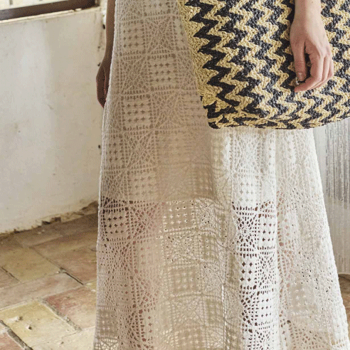 Gehaakt - Kant ecru hokjspatroon