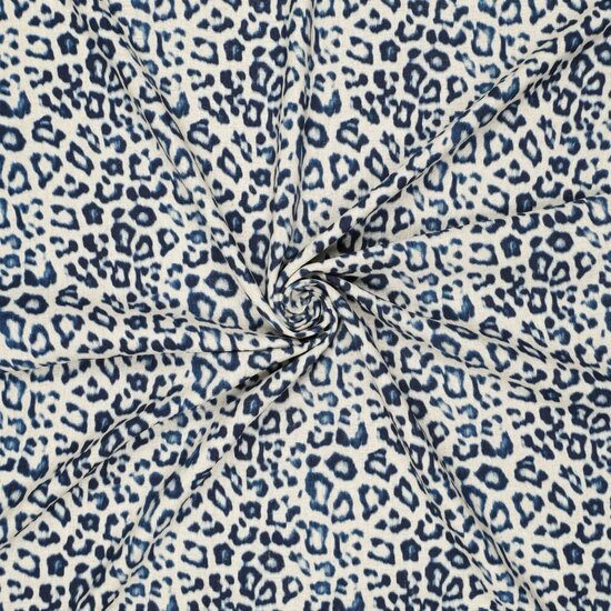 Linnen viscose - Leopard blauwe tint