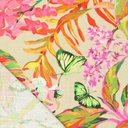 Linnen viscose - Vlinders op bloemen beige