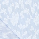 Voile katoen - Bladeren op blauwwitte streep