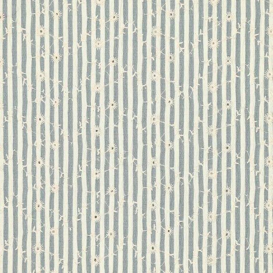 Damesstof - Denimstreepje met kleine bloempjes