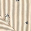 Damesstof - Beige streep met pailletbloem