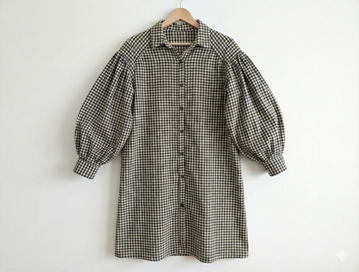 Double gauze - Zwarte vichy fi