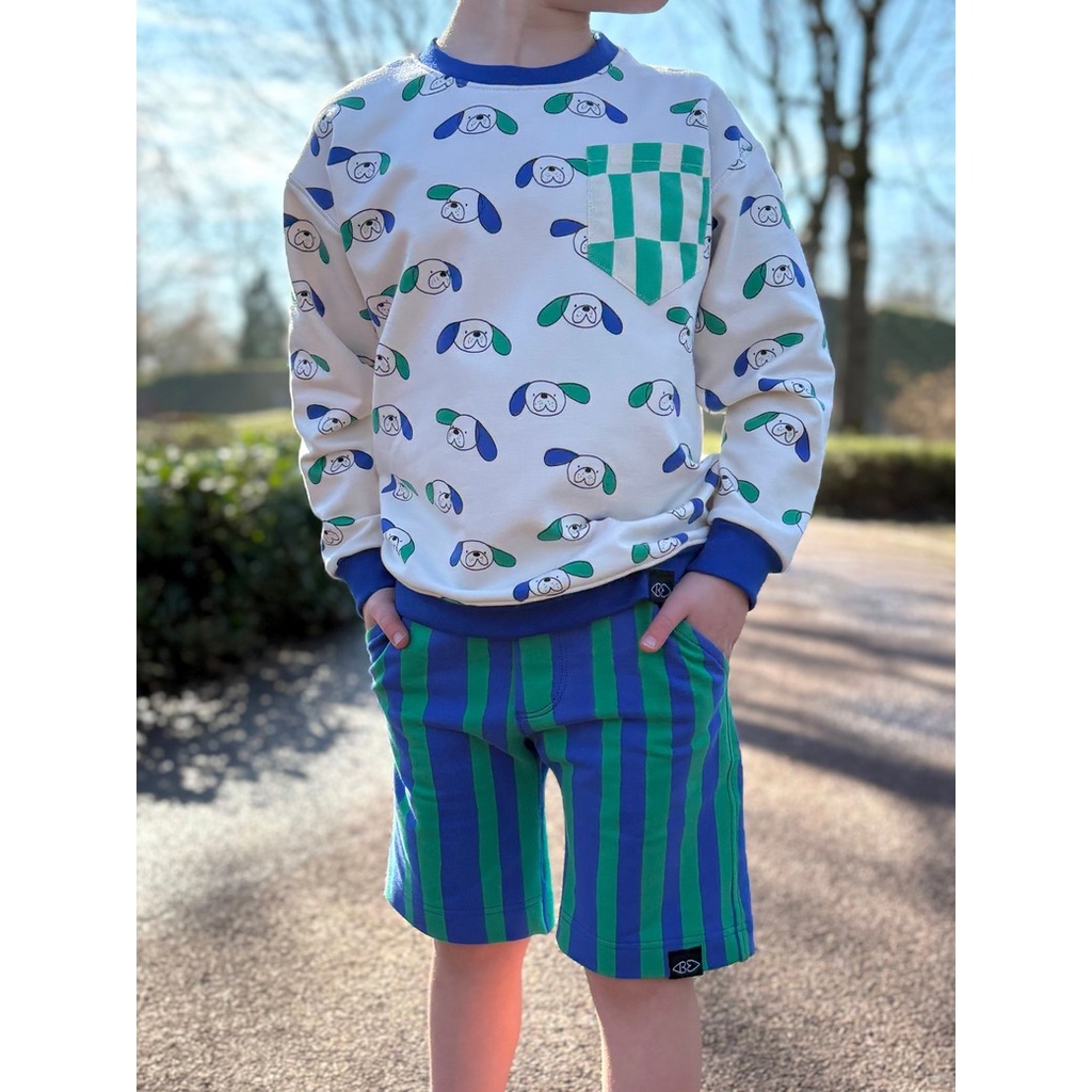 French terry - Long ear dog roze blauw