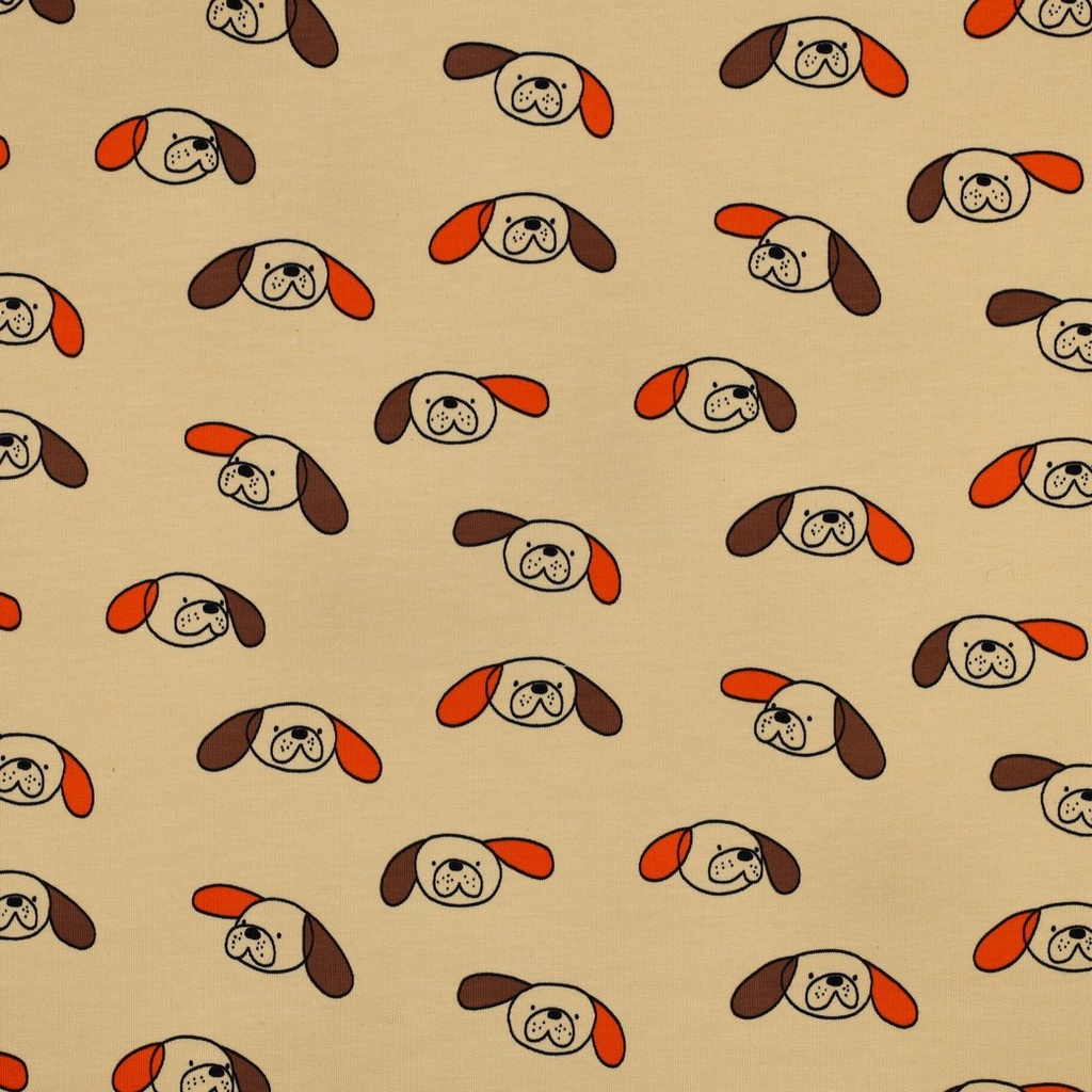 French terry - Long ear dog bruin oranje