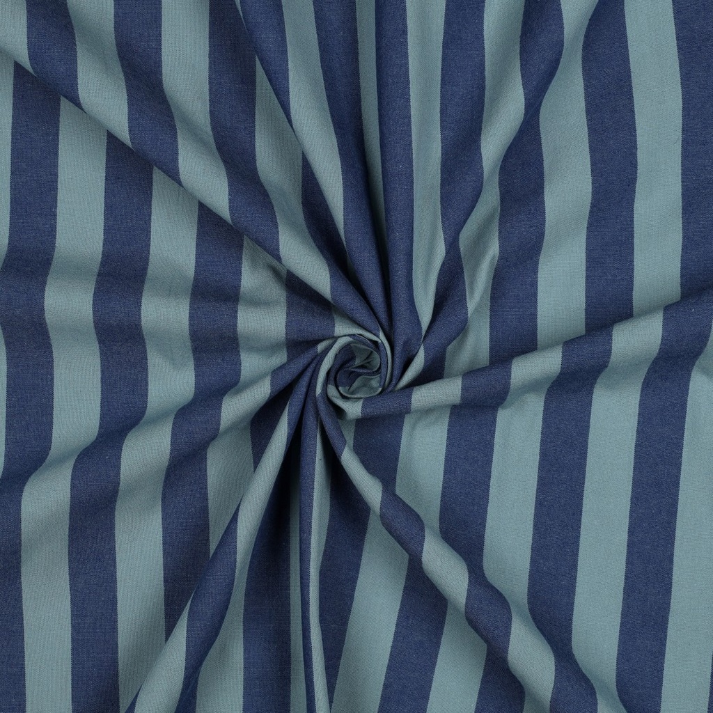 Katoen - lijnen blauw grijsgroen 22mm