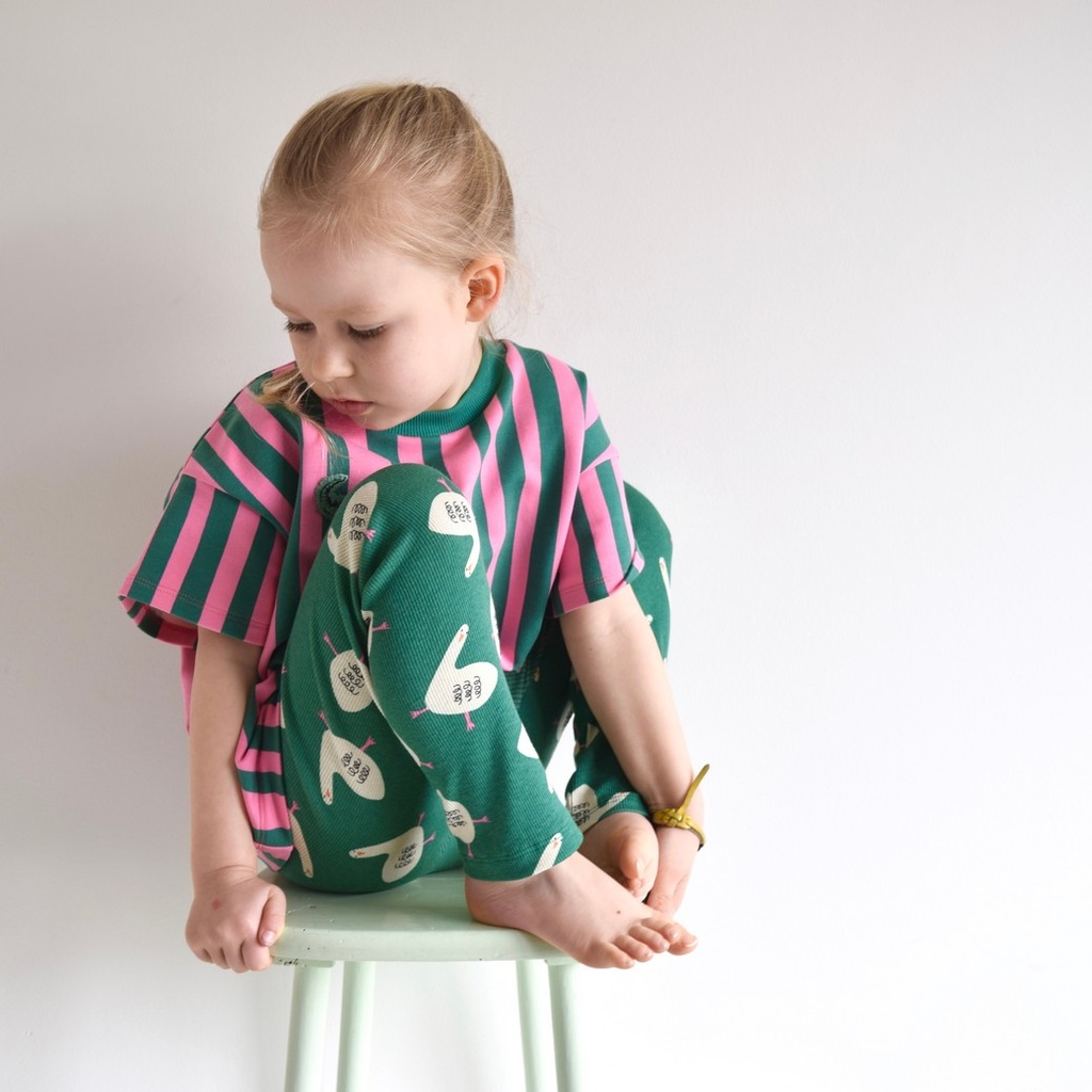 French terry -  Verschillende lijnen roze groen