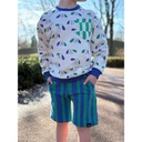 French terry -  Verschillende lijnen blauw groen