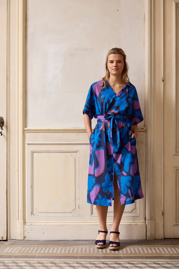 Cotton - Blue and lilac abstract cotton