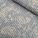 Katoen - Geborduurde paisley op blauwe streep