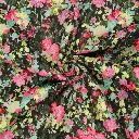 Jacquard - Lily bloemen zwart roze