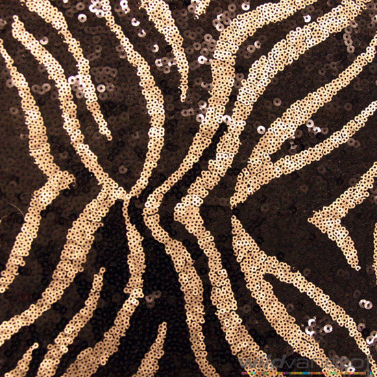 Paillettenstof zwart-beige zebraprint