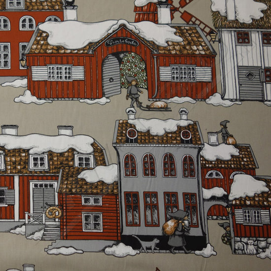 Kerstlandschap besneeuwde huizen